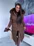 Long WINTER jacket with down hood - chocolate brown PRE-ORDER